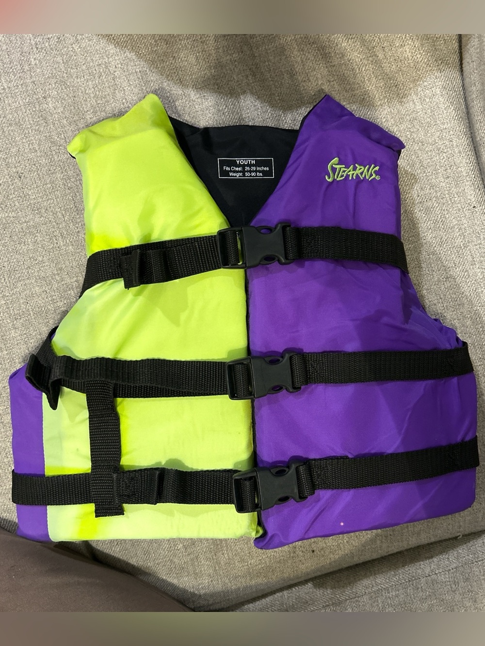 Stearns Youth Life Jacket - Neon Green & Purple